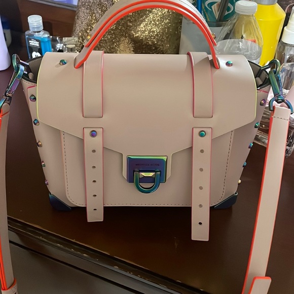 MICHAEL Michael Kors Handbags - Manhattan Medium Contrast-Trim Leather Satche